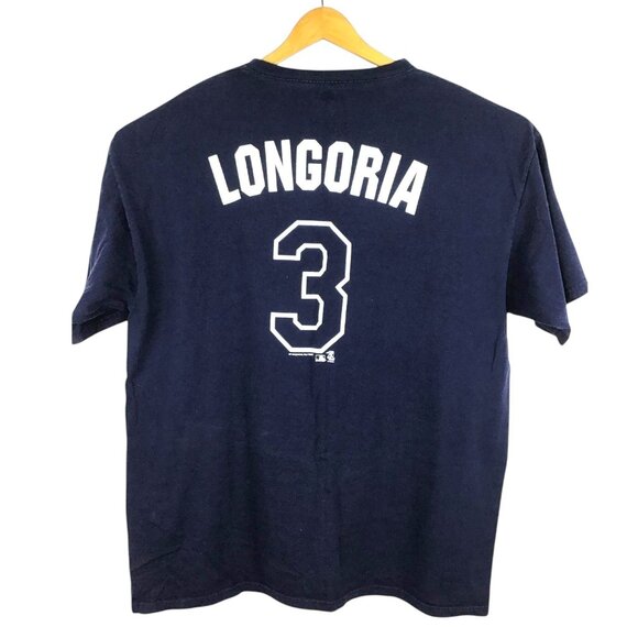 Genuine Merchandise TShirt Longoria 3 2XL Short Sleeve Crew Neck Navy Blue White - Picture 1 of 9